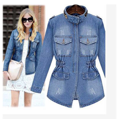 European Station AliExpress Autumn And Winter New European And American Women&#039;s Denim Coat Large Size Fat Girls Foreign Trade Long Sleeve Coat Women