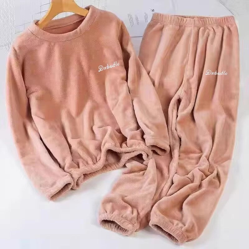 Clearance Couple Warm Suit Women&#039;s Plus Size Home Clothes Coral Velvet Lazy Plus Velvet Casual Pants Suit Warm Outer Wear