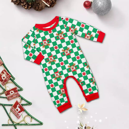 CPC Certified Family Wear Cross-border Deer Printed Green Suit European And American Baby Men And Women&#039;s Family Christmas Parental Wear