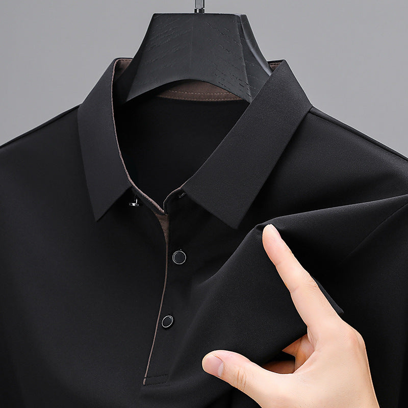 Short-sleeved Polo Shirt Men&#039;s Summer New Middle-aged Lapel T-shirt Solid Color Business Casual Half-sleeved Dad Fashion T-shirt