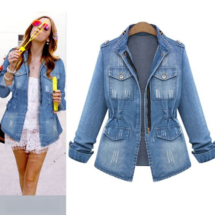 European Station AliExpress Autumn And Winter New European And American Women&#039;s Denim Coat Large Size Fat Girls Foreign Trade Long Sleeve Coat Women