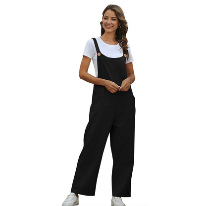 2024 Amazon Cross-border New European And American Women&#039;s Retro Casual Long Suspender Pants