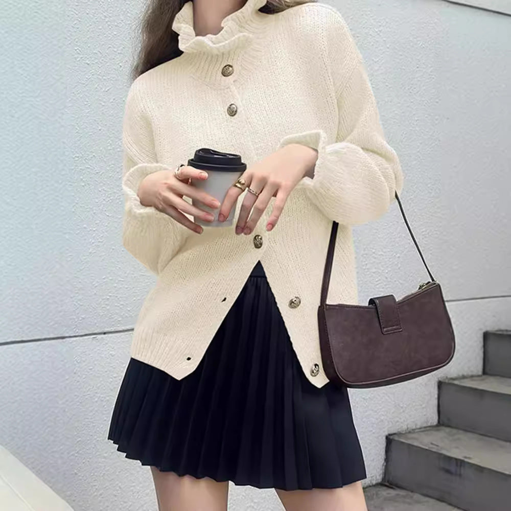 New Fashion Temperament Lace Warm Knit Sweater Sweater Cardigan Coat