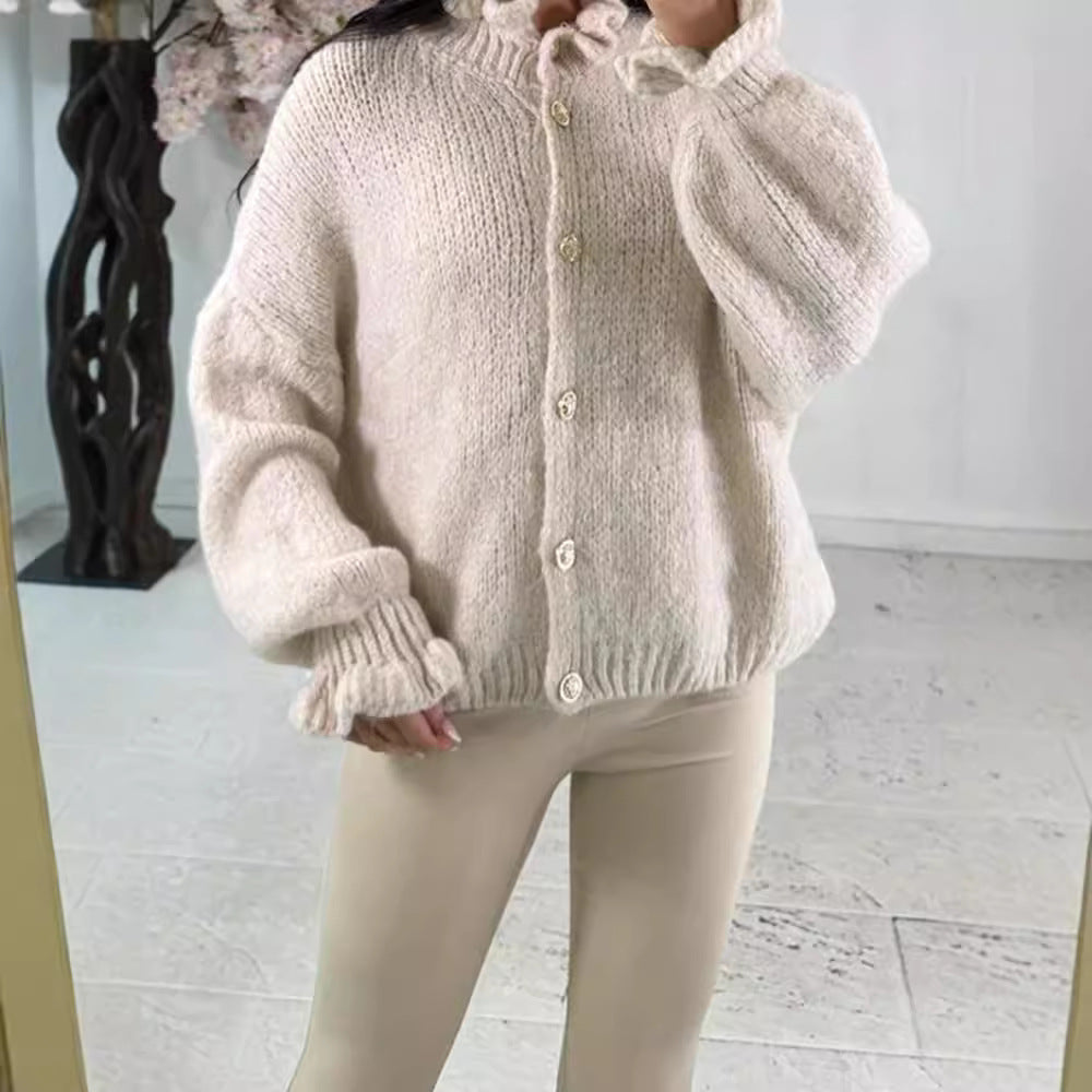 New Fashion Temperament Lace Warm Knit Sweater Sweater Cardigan Coat