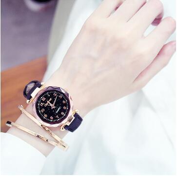 Casual simple starry sky ladies watch