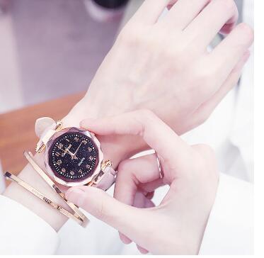 Casual simple starry sky ladies watch