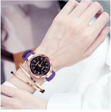 Casual simple starry sky ladies watch